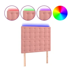 Hoofdbord LED 90x5x118/128 cm fluweel roze