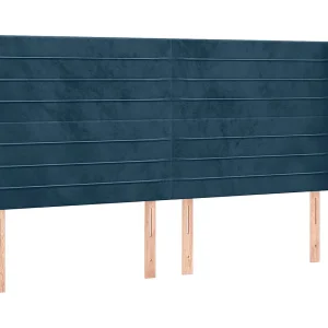 Hoofdbord met randen 183x23x118/128 cm fluweel donkerblauw