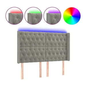 Hoofdbord LED 163x16x118/128 cm fluweel lichtgrijs