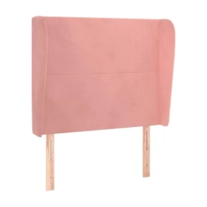 Hoofdbord met randen 93x23x118/128 cm fluweel roze