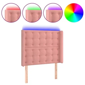 Hoofdbord LED 83x16x118/128 cm fluweel roze