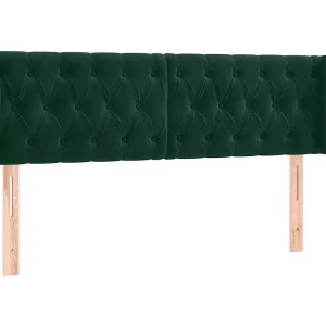 Hoofdbord met randen 163x23x78/88 cm fluweel donkergroen