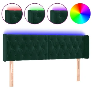 Hoofdbord LED 163x16x78/88 cm fluweel donkergroen
