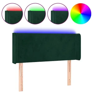 Hoofdbord LED 93x16x78/88 cm fluweel donkergroen