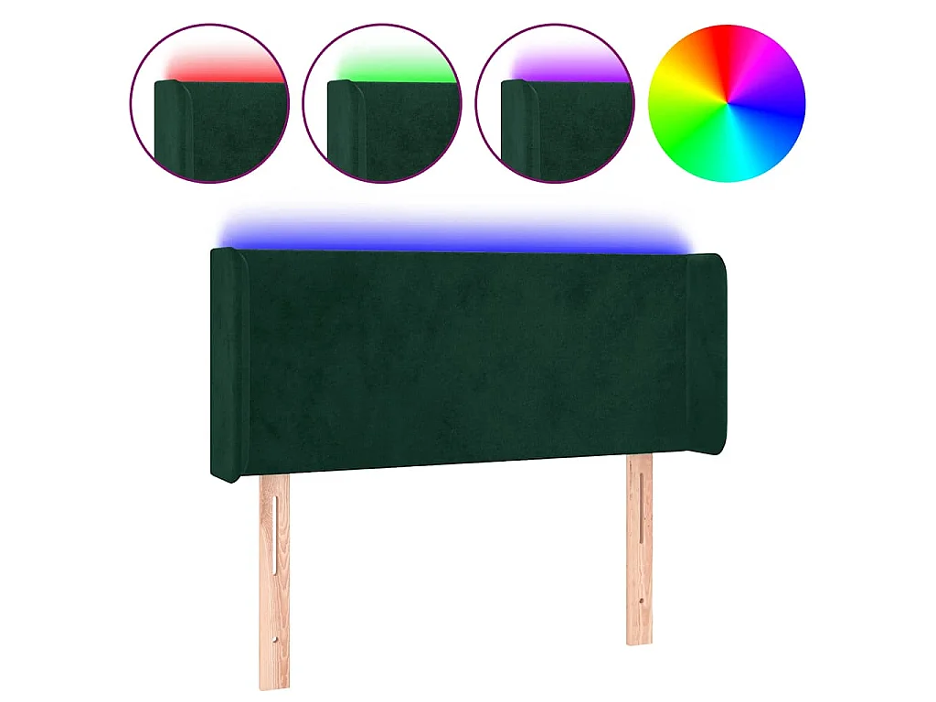 Hoofdbord LED 93x16x78/88 cm fluweel donkergroen