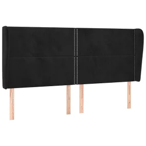 Hoofdbord met randen 163x23x118/128 cm fluweel zwart Hoofdbord met randen 163x23x118/128 cm fluweel zwart
