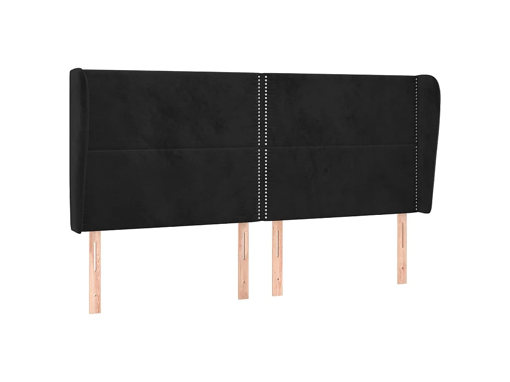 Hoofdbord met randen 163x23x118/128 cm fluweel zwart