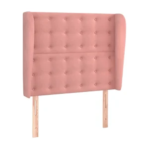 Hoofdbord met randen 93x23x118/128 cm fluweel roze