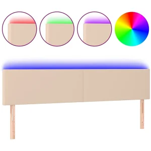 Hoofdbord LED 180x5x78/88 cm kunstleer cappuccinokleurig