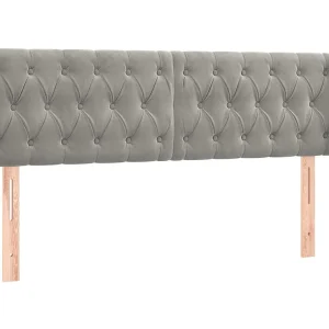 Hoofdbord met randen 163x16x78/88 cm fluweel lichtgrijs