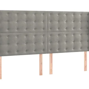 Hoofdbord met randen 183x23x118/128 cm fluweel lichtgrijs