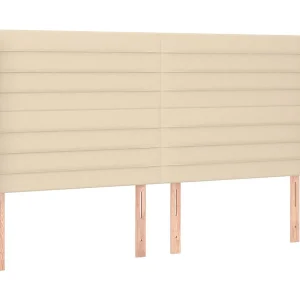 Hoofdbord met randen 163x16x118/128 cm stof crèmekleurig Hoofdbord met randen 163x16x118/128 cm stof crèmekleurig