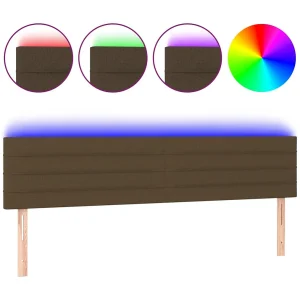Hoofdbord LED 180x5x78/88 cm stof donkerbruin