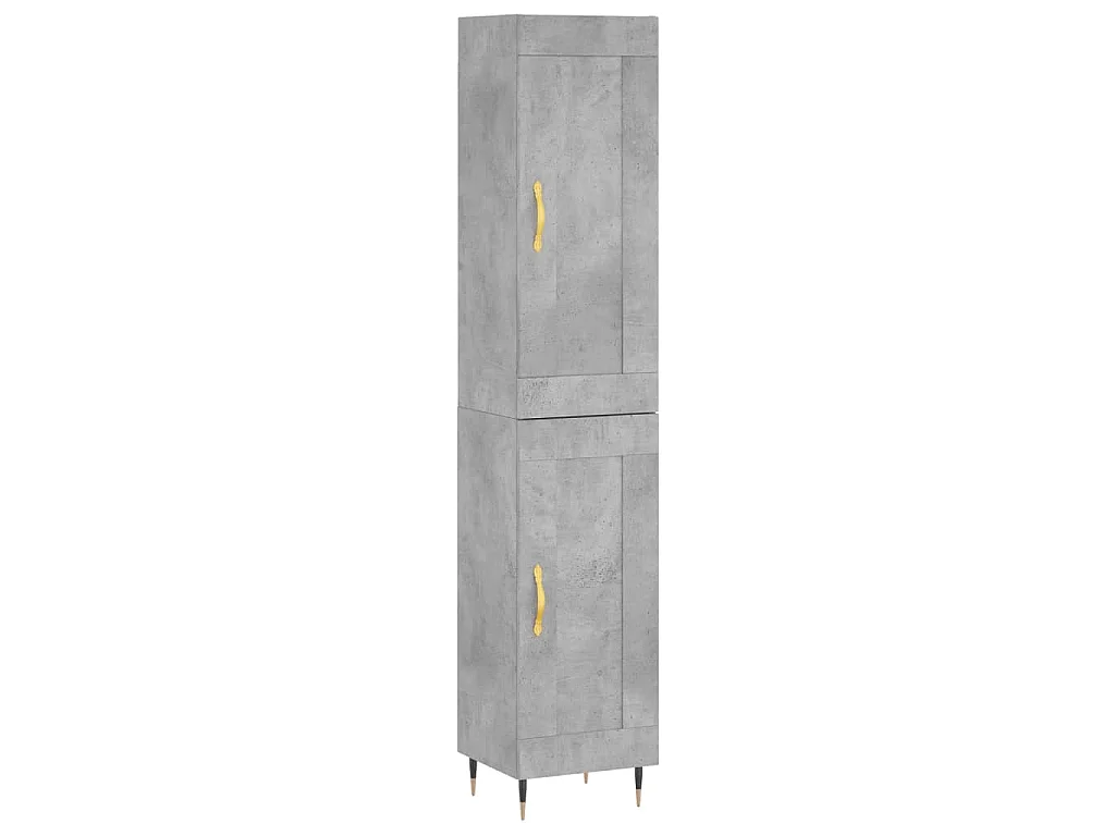 Hoge kast 34,5x34x180 cm bewerkt hout betongrijs