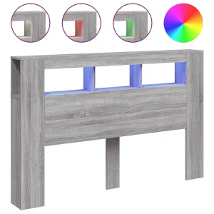 Hoofdeinde met LED 160×18,5×103,5 cm bewerkt hout grijs sonoma Hoofdeinde met LED 160×18,5×103,5 cm bewerkt hout grijs sonoma
