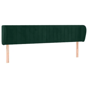 Hoofdbord met randen 163x23x78/88 cm fluweel donkergroen
