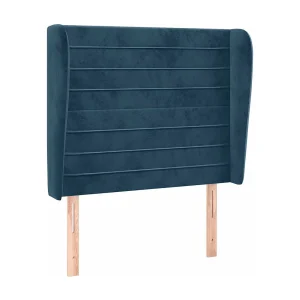 Hoofdbord met randen 93x23x118/128 cm fluweel donkerblauw