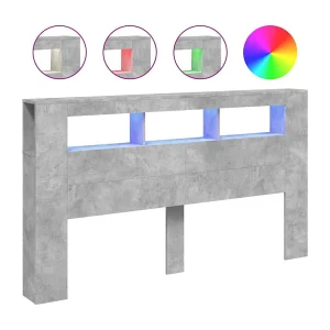 Hoofdeinde met LED 180×18,5×103,5 cm bewerkt hout betongrijs Hoofdeinde met LED 180×18,5×103,5 cm bewerkt hout betongrijs