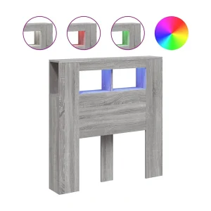Hoofdeinde met LED 100×18,5×103,5 cm bewerkt hout grijs sonoma Hoofdeinde met LED 100×18,5×103,5 cm bewerkt hout grijs sonoma