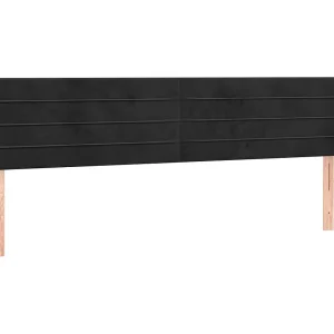 Hoofdbord met randen 203x16x78/88 cm fluweel zwart