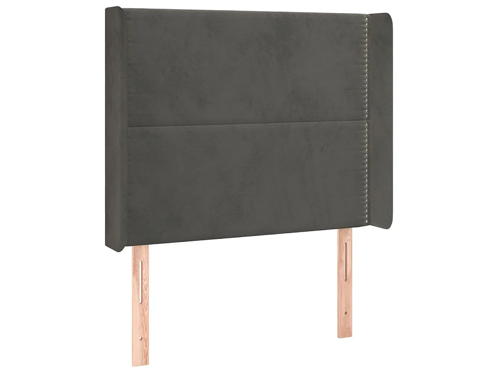 Hoofdbord met randen 93x16x118/128 cm fluweel donkergrijs