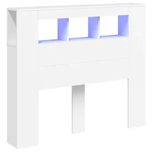 Hoofdeinde met LED 120×18,5×103,5 cm bewerkt hout wit Hoofdeinde met LED 120×18,5×103,5 cm bewerkt hout wit