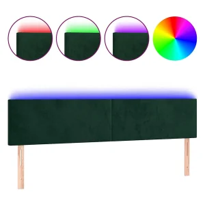 Hoofdbord LED 180x5x78/88 cm fluweel donkergroen