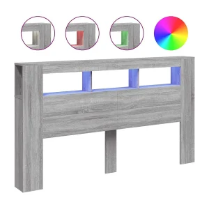 Hoofdeinde met LED 180×18,5×103,5 cm bewerkt hout grijs sonoma Hoofdeinde met LED 180×18,5×103,5 cm bewerkt hout grijs sonoma