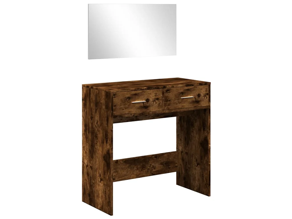 Kaptafel met spiegel 80x39x80 cm gerookt eikenkleurig