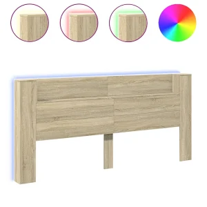 Hoofdbordkast met LED 220×16,5×103,5 cm sonoma eikenkleurig