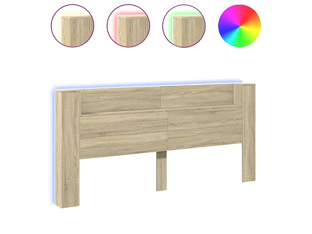 Hoofdbordkast met LED 220x16,5x103,5 cm sonoma eikenkleurig