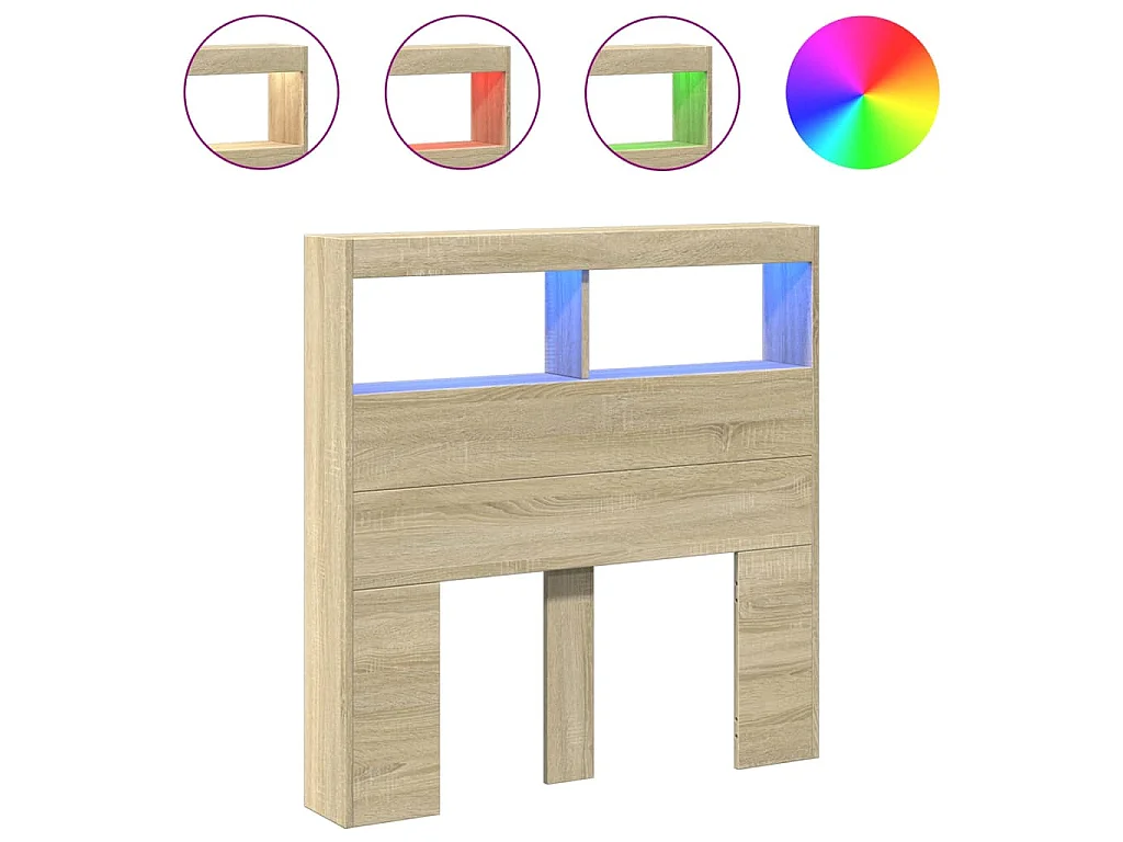 Hoofdbordkast met LED-verlichting 100x17x102 cm sonoma eiken
