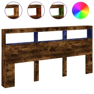 Hoofdbordkast met LED-verlichting 200x17x102 cm gerookt eiken Hoofdbordkast met LED-verlichting 200x17x102 cm gerookt eiken