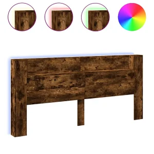 Hoofdbordkast met LED 220×16,5×103,5 cm gerookt eikenkleurig