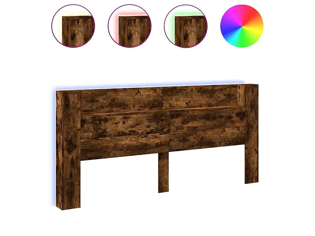 Hoofdbordkast met LED 220x16,5x103,5 cm gerookt eikenkleurig
