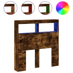 Hoofdbordkast met LED-verlichting 100x17x102 cm gerookt eiken