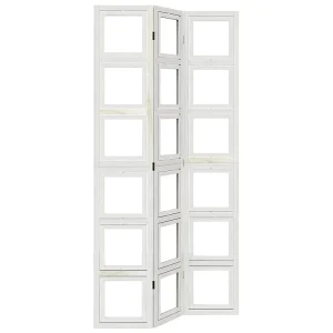 Kamerscherm met 3 panelen massief paulowniahout wit Kamerscherm met 3 panelen massief paulowniahout wit