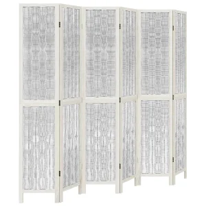 Kamerscherm met 6 panelen massief paulowniahout wit Kamerscherm met 6 panelen massief paulowniahout wit
