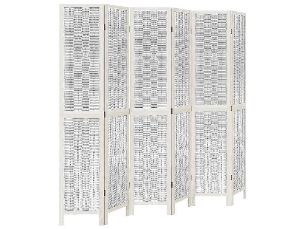 Kamerscherm met 6 panelen massief paulowniahout wit