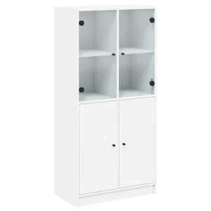 Hoge kast met deuren 68x37x142 cm bewerkt hout wit Hoge kast met deuren 68x37x142 cm bewerkt hout wit