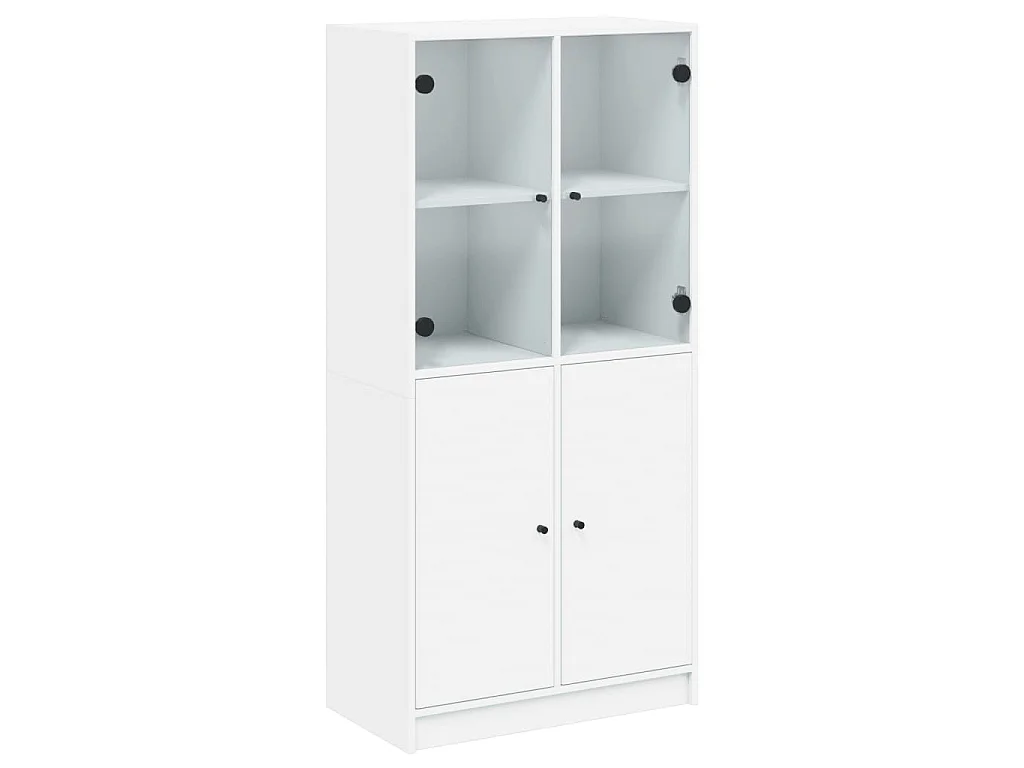 Hoge kast met deuren 68x37x142 cm bewerkt hout wit