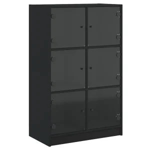 Hoge kast met deuren 68x37x109 cm bewerkt hout zwart Hoge kast met deuren 68x37x109 cm bewerkt hout zwart