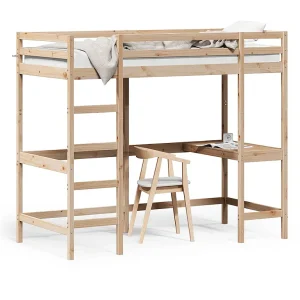 Hoogslaper met bureau massief grenenhout 90×190 cm Hoogslaper met bureau massief grenenhout 90×190 cm