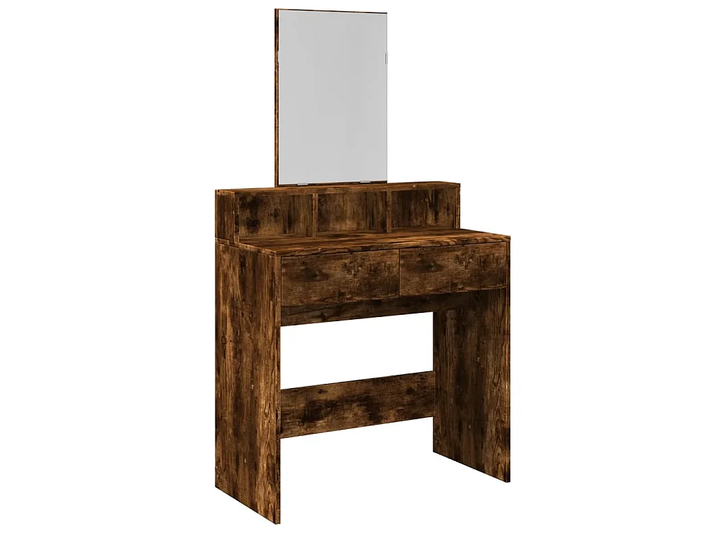 Kaptafel met spiegel 80x41x144,5 cm gerookt eikenkleurig