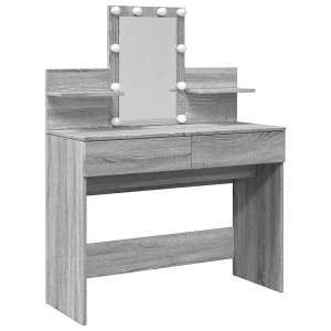 Kaptafel met LED-verlichting 100x40x130 cm grijs sonoma