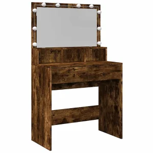 Kaptafel met LED 80x41x134,5 cm gerookt eikenkleurig