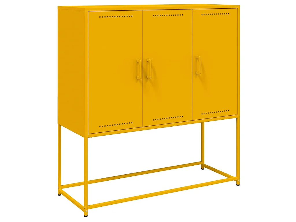 Hoge kast 100,5x39x107 cm staal mosterdgeel