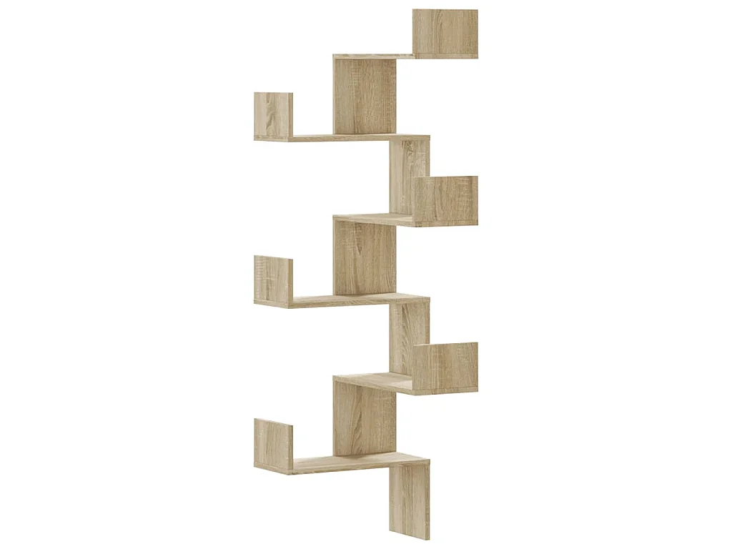 Hoekwandschap 45x45x147 cm bewerkt hout sonoma eikenkleurig