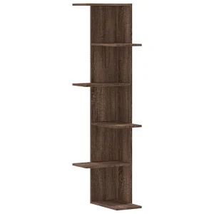 Hoekwandschap 36,5×36,5×140 cm bewerkt hout bruin eikenkleurig Hoekwandschap 36,5×36,5×140 cm bewerkt hout bruin eikenkleurig