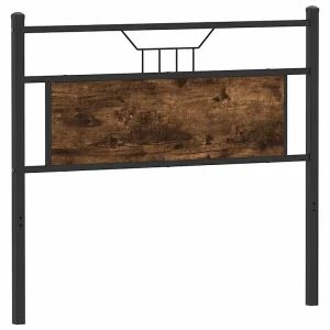 Vervangend hoofdbord 107 cm bewerkt hout en staal gerookt eikenkleurig